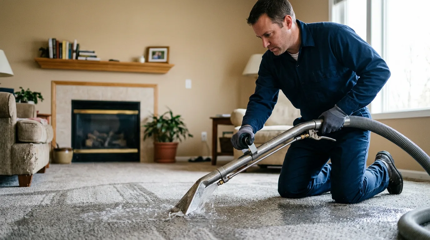 Water damage restoration technician working near Durant, FL